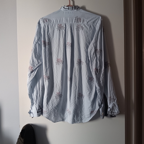 COMME DES GARCONS Blue Cotton Embroidered Shirt M - Picture 4 of 10